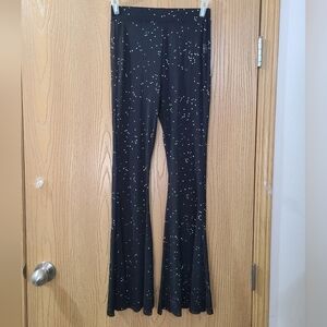Sheer Mesh Silver Polka Dot Bell Bottom Swimsuit Coverup Rave Pants